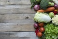 Fresh farmers market fruit and vegetable from above with copy space, healthy food concept Royalty Free Stock Photo