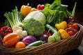 fresh farmers market produce in a basket Royalty Free Stock Photo