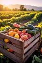 Fresh Farmers Market Produce in Wooden Crates