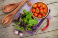 Fresh farmers tomatoes and basil Royalty Free Stock Photo