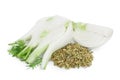 fresh fennel bulb with seed isolated on white background with clipping path and full depth of field Royalty Free Stock Photo