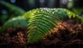 Fresh fern frond spirals in sunlight, symbolizing new life growth generated by AI Royalty Free Stock Photo