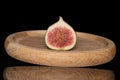 Fresh fig fruit isolated on black glass Royalty Free Stock Photo