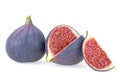 Fresh fig fruits isolated on white background. Fig berries. Fig fruit slice Royalty Free Stock Photo