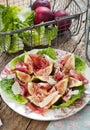 Fresh Fig salad on dark wooden background. Royalty Free Stock Photo