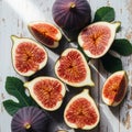 Fresh figs displayed on a rustic Royalty Free Stock Photo
