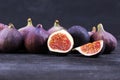 Fresh figs. Food Photo. whole and sliced figs on beautiful rustic background Royalty Free Stock Photo