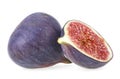 Fresh figs - fruits with half isolated on white background. Fig berries. Fig fruit slice Royalty Free Stock Photo