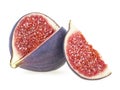 Fresh figs - fruits isolated on white background. Fig berries. Fig fruit slice Royalty Free Stock Photo