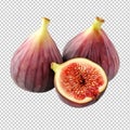 fresh figs isolated on transparent background Royalty Free Stock Photo