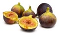 Fresh figs. Fruit with half and quarter isolated on white background. With clipping path. 5 Royalty Free Stock Photo