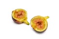 Fresh figs. Fruit with half and quarter isolated on white background. With clipping path Royalty Free Stock Photo
