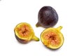 Fresh figs. Fruit with half and quarter isolated on white background. With clipping path. 2 Royalty Free Stock Photo