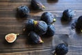 Fresh figs on a rustic dark wooden table Royalty Free Stock Photo
