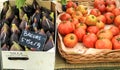 Fresh figs and tomatoes for sale at an ecological market