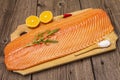 Fresh fillet of Norwegian salmon. Source of omega 3, balanced healthy eating concept