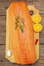 Fresh fillet of Norwegian salmon. Source of omega 3, balanced healthy eating concept