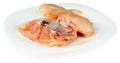 Fresh filleted chicken on plate Royalty Free Stock Photo