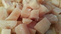 Fresh finely chopped chicken meat steaks with meat fat