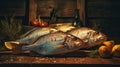 fresh fish bream on wooden background