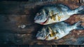 fresh fish bream on wooden background