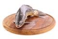 Fresh fish (carp) on wooden board Royalty Free Stock Photo