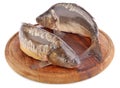 Fresh fish (carp) on wooden board Royalty Free Stock Photo