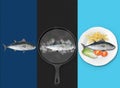 Fresh fish cooking process - sea to plate