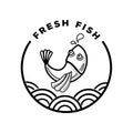 Fresh fish jump over ocean logo