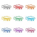 Fresh fish logo icon isolated on white background. Set icons colorful Royalty Free Stock Photo