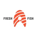 Fresh fish logo with piece of salmon