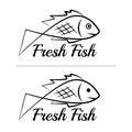 Fresh fish logo symbol icon sign simple black colored set 7 Royalty Free Stock Photo
