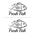 Fresh fish logo symbol icon sign simple black colored set 8 Royalty Free Stock Photo