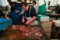 Fresh fish main cut by professional Japanese tuna handler
