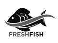 Fresh fish market promotional black and white logo