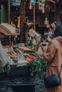 Fresh fish on sale at a fishmonger stall in Borough Market, London, UK Royalty Free Stock Photo