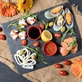 Fresh fish and seafood arrangement