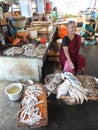 Fresh fish seller Goubert market Pondicherry India.