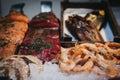 Fresh fish and shellfish at Borough Market, London, UK.