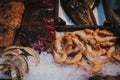Fresh fish and shellfish at Borough Market, London, UK. Royalty Free Stock Photo