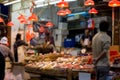 Fresh fish shop on the markets of Chun Yeung Street at North Point district