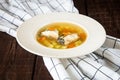 Fresh fish soup with pike perch and vegetables in a white plate Royalty Free Stock Photo