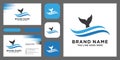 Fresh fish with water wave logo. fish logo with business card template Royalty Free Stock Photo