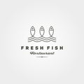 Fresh fish and wave line logo vector symbol minimalist illustration design