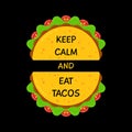 Fresh flat tacos and motivation sign banner.