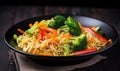 Fresh and flavorful vegetable noodle stir-fry Creating using generative AI