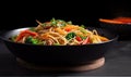 Fresh and flavorful vegetable noodle stir-fry Creating using generative AI