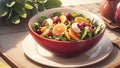 Fresh and Flavorful A Vibrant Peach Salad to Satisfy Your Taste Buds.AI Generated