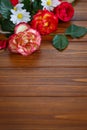 Fresh floral bouquet on rustic wood background Royalty Free Stock Photo