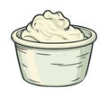 Fresh flour in bowl, hand drawn doodle illustration